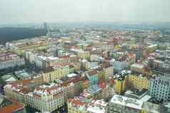 布拉格冬天城市景观灰色一天视图住宅公寓建筑