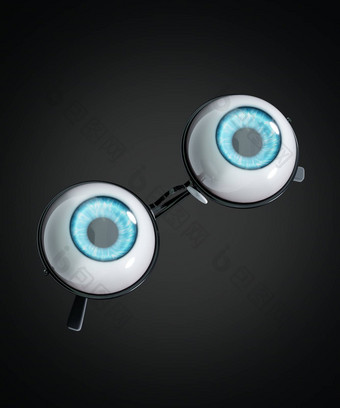 蓝色的眼球人类眼睛黑色的轮眼镜