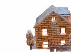 附近的插图小砖房子圣诞节大气栅栏