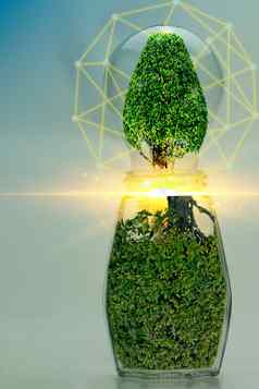 摘要光灯泡树清洁能源概念可持续发展的环境保护未来一代