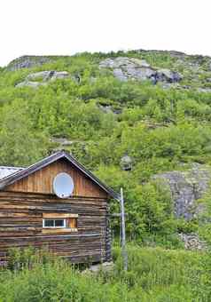 棕色（的）木小屋小屋hemsedal挪威