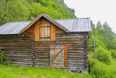 棕色（的）木小屋小屋hemsedal挪威
