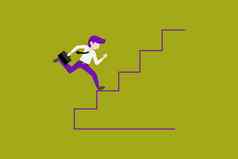 业务成功概念商人运行楼梯目标