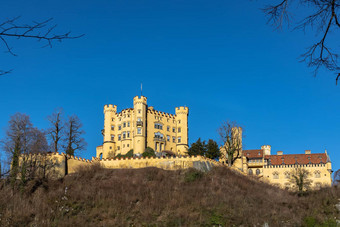 美丽的视图著名的旧天鹅堡城堡阳光明媚的