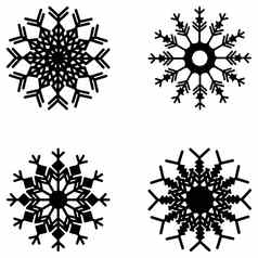 黑色的雪花孤立的白色背景冬天圣诞节装饰纸装饰模板剪贴簿激光切割减少打印机木