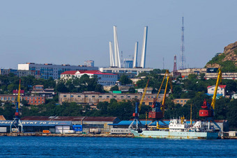 夏天符拉迪沃斯托克俄罗斯符拉迪沃斯托克海洋外观商业海港海一边
