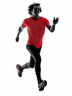 男人。跑步者运行慢跑者慢跑孤立的轮廓白色巴克