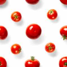 无缝的模式红色的成熟的西红柿番茄孤立的白色背景蔬菜摘要无缝的模式有机西红柿平躺
