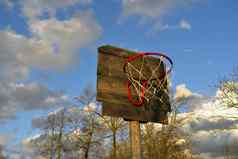 自制的篮球希望背景树上衣