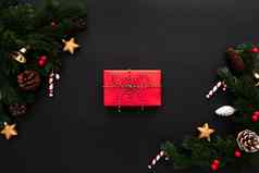 圣诞节礼物盒子松树圣诞节装饰黑色的