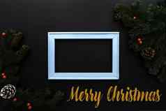 圣诞节松树照片框架圣诞节装饰blac
