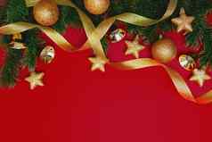 圣诞节松树圣诞节装饰红色的背景