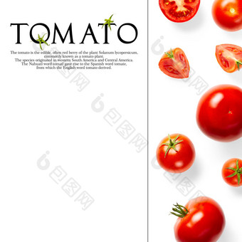 有创意的布局使番茄白色背景有创意的平躺集西红柿简单的文本白色背景复制空间