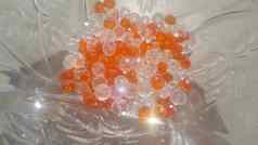 闪亮的透明的橙色颜色水晶珠子宝石玻璃碗