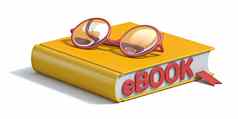 电子书概念黄色的书眼镜