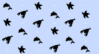 海动物海豚海星龙<strong>虾</strong>模式背景蓝色的光<strong>漫画</strong>游泳底海海洋向量没完没了的纹理