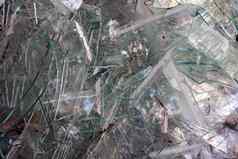 破碎的玻璃视图垃圾二次处理生材料