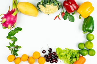 新鲜的水果蔬菜框架新鲜的生有机蔬菜