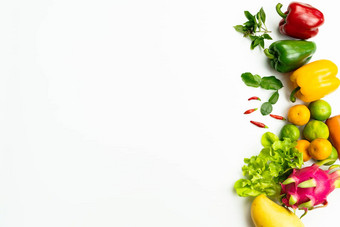 新鲜的水果蔬菜平躺新鲜的生有机vegetab