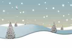 圣诞节冬天景观背景一年问候卡