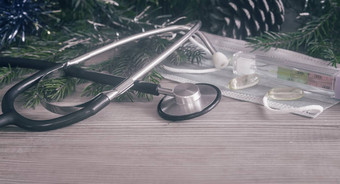 圣诞节医学<strong>听诊器</strong>冠状病毒保护产品圣诞节装饰