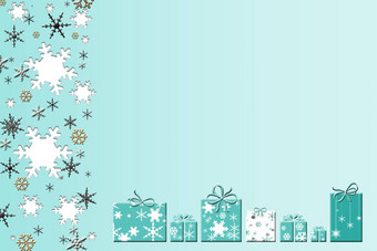 圣诞节背景礼物盒子闪亮的银雪花