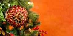 红色的装饰圣诞节树一年装饰节日