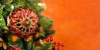红色的装饰圣诞节树一年装饰节日
