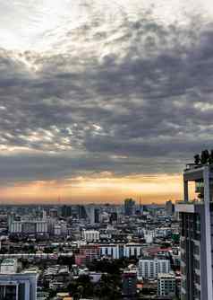 曼谷市中心城市景观摩天大楼早....给