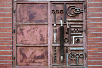 金属棕色（的）门装饰<strong>伪造</strong>的元素特写镜头