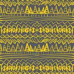 黄色的阿兹特克符号模式黄色的无缝的少数民族部落模式黑色的背景