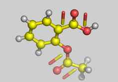 乙酰水杨酸的酸分子模型原子
