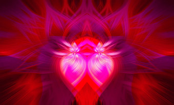 美丽的摘要交织在一起纤维形成形状闪耀火焰花相互<strong>关联</strong>的心粉红色的紫色的栗色红色的颜色插图