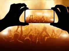轮廓手相机电话图片视频流行音乐会流媒体互联网