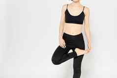 女人运动服装光背景锻炼健身体育运动平衡模型