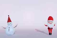 呈现跳舞快乐的圣诞老人老人雪人冰背景概念圣诞节复制空间的地方文本