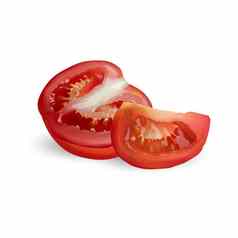 切片红色的番茄白色背景