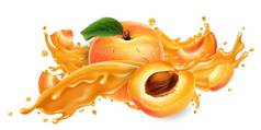 飞溅水果汁新鲜的杏子