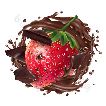 草莓巧克力块飞溅巧克力