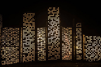 卡通风格城市建筑现实的城市建筑微型灯背景
