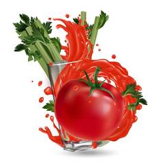 番茄芹菜玻璃飞溅蔬菜汁