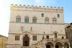 佩鲁贾城市大厅宫殿的先天的宫Umbria意大利