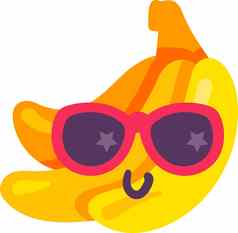 香蕉热带食物表情符号快乐情感向量