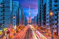东京城市街视图东京塔