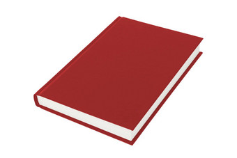 红色的精装书书白色背景剪裁路径