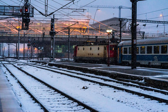 北部铁路站加拉费用冷雪一天布加勒斯特罗马尼亚