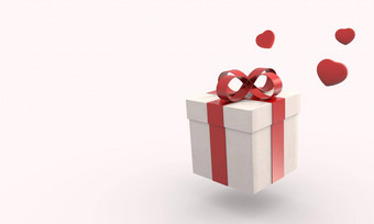 白色礼物盒子红色的丝带多雨的心下降天空孤立的白色背景情人节圣诞节假期黑色的星期五概念庆祝活动生日事件插图
