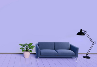 现代室内设计紫色的<strong>生活</strong>房间沙发植物能白色光滑的木地板上灯元素首页<strong>生活</strong>概念<strong>生活</strong>方式主题插图呈现