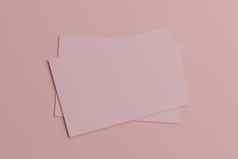 粉红色的柔和的业务卡纸模型模板空白空间封面插入公司标志个人身份纸板背景现代风格概念前视图插图渲染