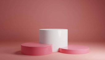 白色粉红色的柔和的产品站背景摘要最小的几何概念工作室讲台上平台主题展览业务市场营销演讲阶段插图渲染图形设计